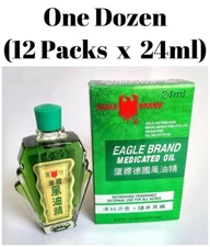 12 Packs Eagle Brand Medicated Oil 24ml Aches Backache Bruise Sprain 十二瓶装鹰标德国风油精