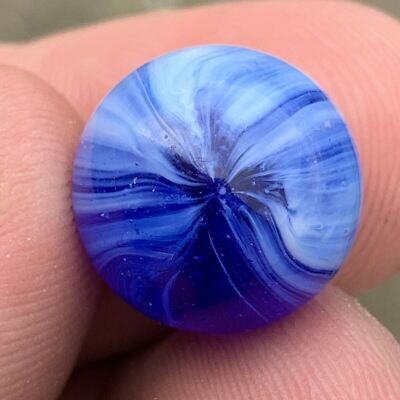 Vintage RARE Akro Agate Co. Marble .55” (Grim reaper Face) Blue