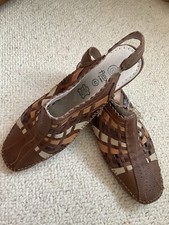 Gémo G’Flex Brown Leather Basket Weave Slingback Ladies Shoes  EU 42 / UK 8 BNWB
