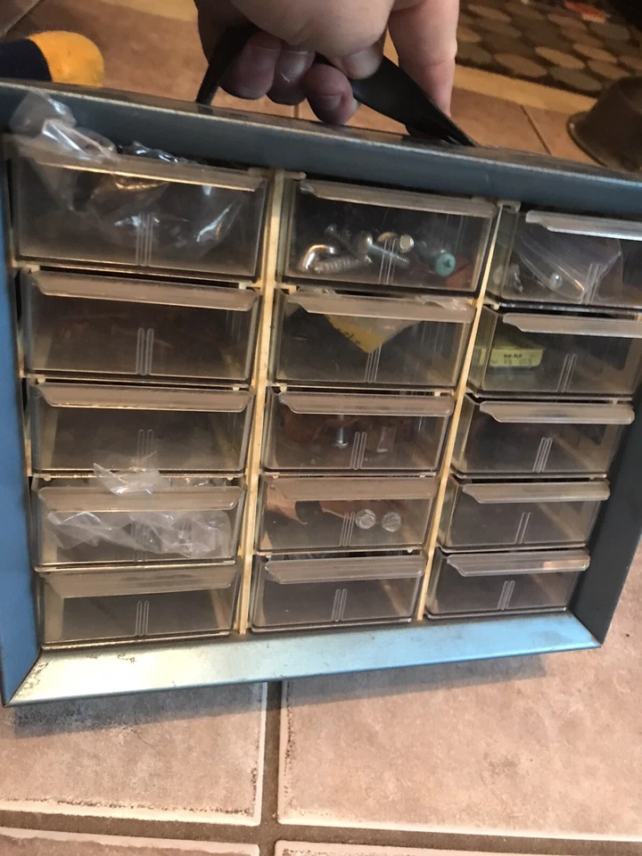 Akro-Mills Cabinet w/ Various Hardware Screws Nails Storage Bin. Organizer. - Image 2 of 4
