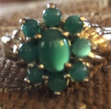 Sterling Silver Green Chalcedony Floral Flower Ring