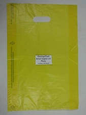 100 Qty. 12 x 3 x 18 Yellow High-Density Plastic Merchandise Bag w /  Handle