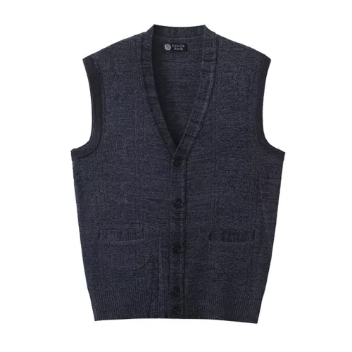 Chaleco de punto para hombre cuello en V sin mangas jersey con botones suéter camiseta sin mangas cárdigan - Imagen 10 de 16