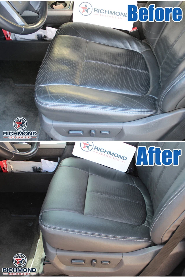 10-14 Ford F150 Raptor Llantas de escape - Lado del conductor Parte inferior Cuero Cubierta de asiento Negro Foto 3 de 4