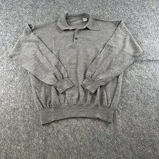Long Sleeve Merino Wool Polo Sweater Mens XL Gray Made In Italy