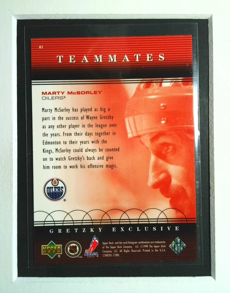 #61 Wayne Gretzky/Marty McSorley 1999-00 Upper Deck Gretzky Exclusive Timeline - Image 2 of 2