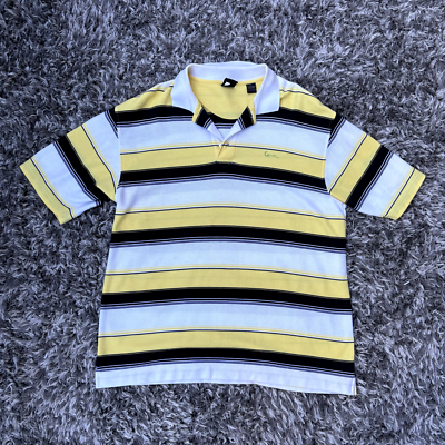 Vintage Karl Kani Gold Men's Polo Shirt Stripes Golf Y2k 90s Hip