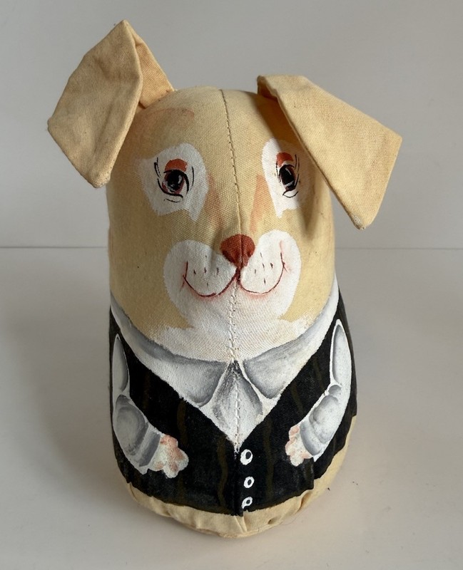 Vtg Hand Sewn Painted Cloth Handmade Gentleman Bunny Rabbit Tux Weighted Stuffed