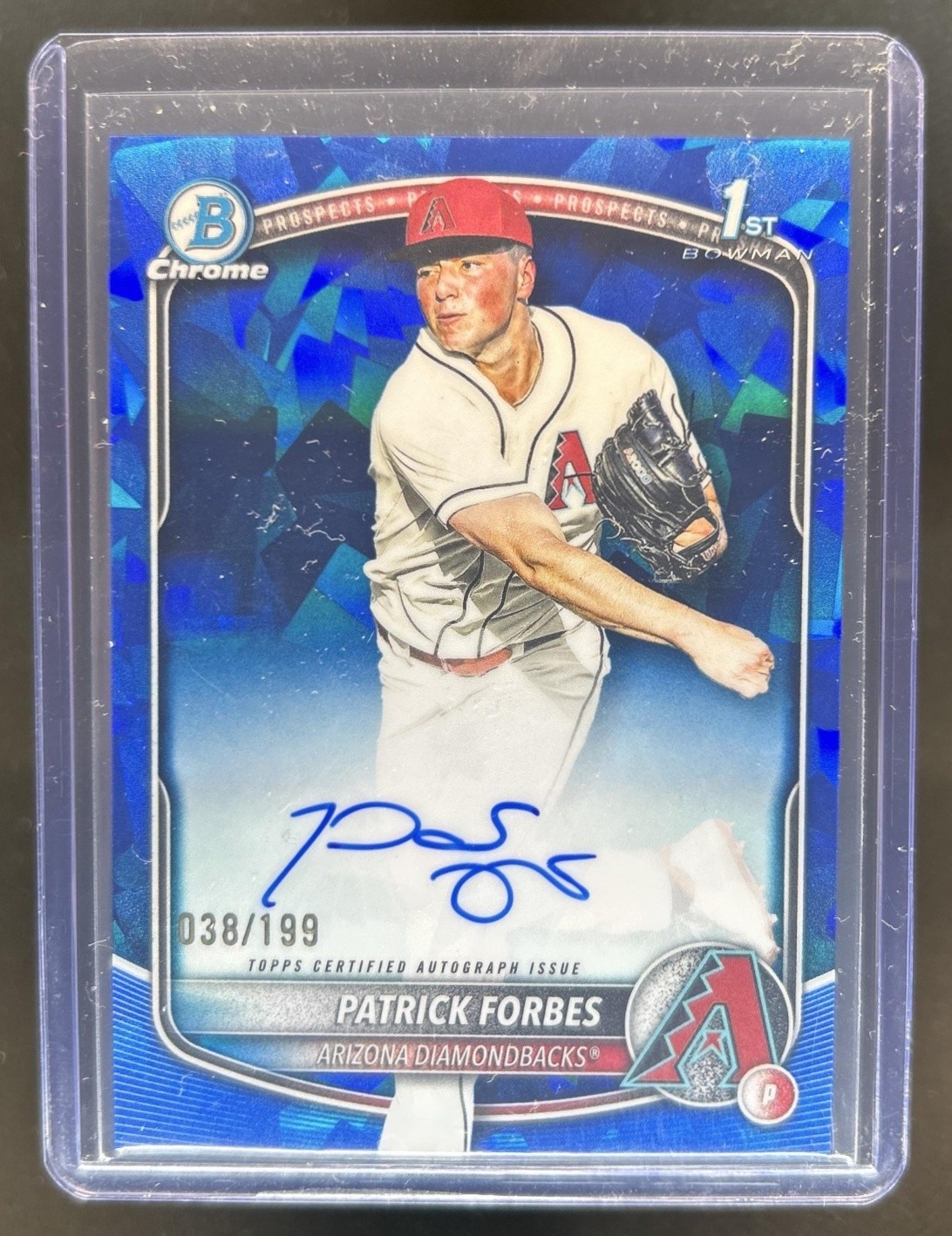2025 Bowman Draft Sapphire Patrick Forbes Chrome Auto 1st #/199 Diamondbacks