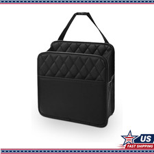 Black Foldable Hanging Backseat Organizer Car Pu Leather 8l Capacitysize 1pc