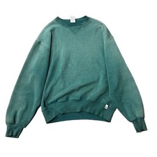 Vintage 90s Russell Athletic Made in USA Blank Green Crewneck Sweatshirt