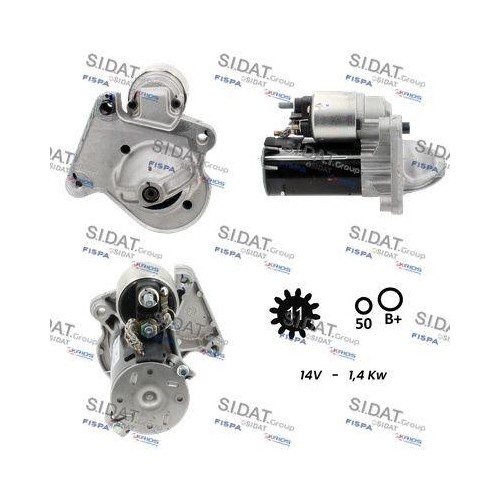 Démarreur Sidat S12VA0102 pièce de rechange moteur 12V Ford Mazda