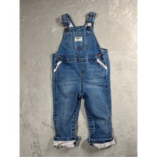 Oshkosh B Gosh Baby Girl Denim Blue Jean Floral Trim Overalls Size 18 Months