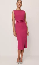 NWT ANN TAYLOR BERRY SPLASH GATHERED MIDI SHEATH DRESS SZ 4