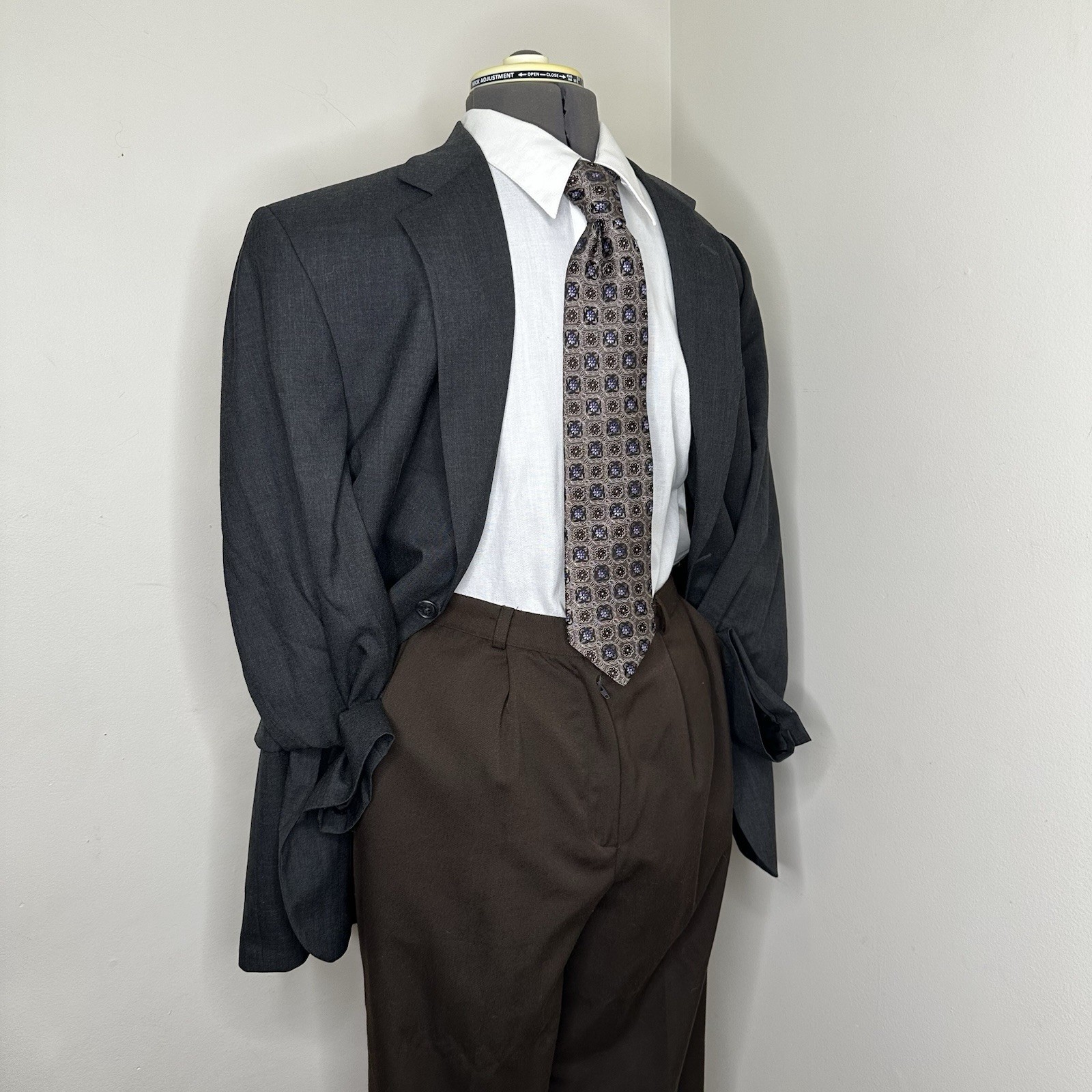 Stafford Mens 41R Blazer Sport Coat Suit Jacket Gray 2 Button Wool