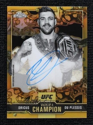 2025 Topps Chrome UFC Gold Refractor 50/50 Dricus du Plessis #MOC-DD Auto 0zz3