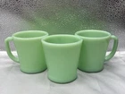 3 VTG Fire King Jadeite D Handle Oven Ware Coffee Cups Mugs USA NEW OLD STOCK