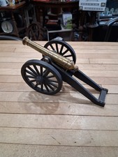 Vintage Cast Iron  Brass Miniature Cannon Replica