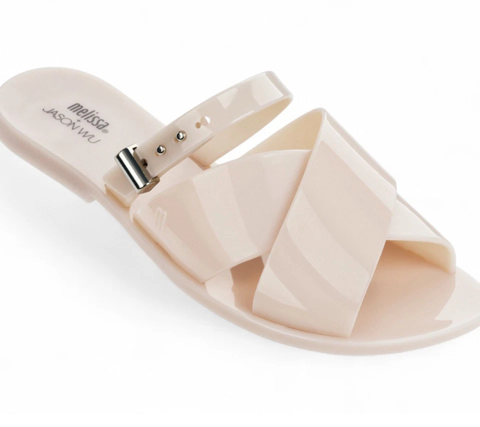 Melissa + Jason Wu Pink Jelly Sandals 8 Strappy Slip On Flats Bubblegum Scent - Image 2 of 4