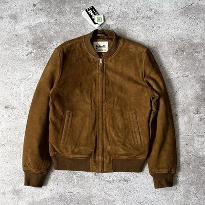 Schott NYC ブラウン スエード ボンバージャケット Schott NYC Suede Leather Bomber Jacket Rust Tan Brown - Size L | eBay