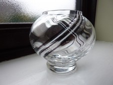 Caithness glass vase fish bowl posy bud Black & White Swirl bowl vase 10cm