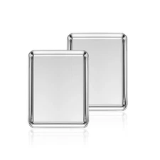 Stainless Steel Baking Sheet Set of 2, Cookie Sheet Metal Baking Pan Oven Tra...