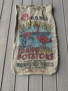Vintage Burlap Potato Sack”Flamingo Brand “