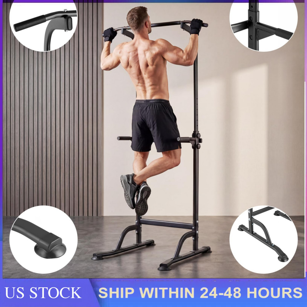 Adjustable 330 LBS Power Tower Pull Up Bar Station Dip Station Strength Training