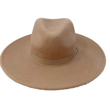 Lucky Brand Tan Wool Wide Brim Fedora Hat Women's One Size LK00061 Boho Festival