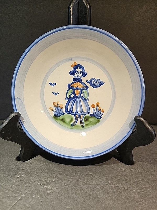 M.A Hadley Pottery Farmer's Wife  9" Luncheon Plate, Country Farm