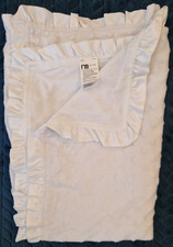 Mothercare Pram Blanket White 70x100cm bumps satin frill trim 08/14 Good Used