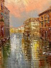 Oil Painting 20x24” Colorful floral Venice, Italy, gondolas in water — photo 5