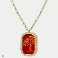 Gorgeous Colorful Tree of Life Pendant Necklace Chain Graphic Dog Tag Chain Gift