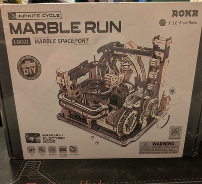 ROKR Marble Run Electric Spaceport 3D Wooden Puzzle Toys Games Boy Building Toys