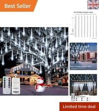 Elegant 144 LED Cool White Meteor Shower Lights - Ideal for Weddings & Holidays