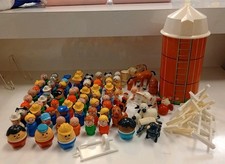 Fisher Price Little People Lot of 80 Figures Variety W/Silo,Fence