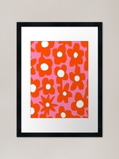 Iconic Retro Scandinavian Summer Fl Framed Wall Art Poster Canvas Print Picture