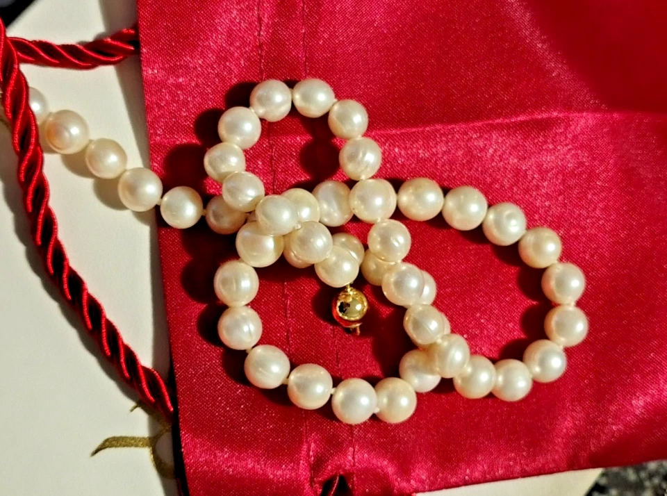 AAA FAVOLOSA COLLANA di PERLE vere & naturali enormi bianche e sferiche Regalo - Immagine 4 di 4