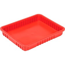 Plastic Dividable Grid Container 22-1/2"L x 17-1/2"W x 3"H Red Lot of 6