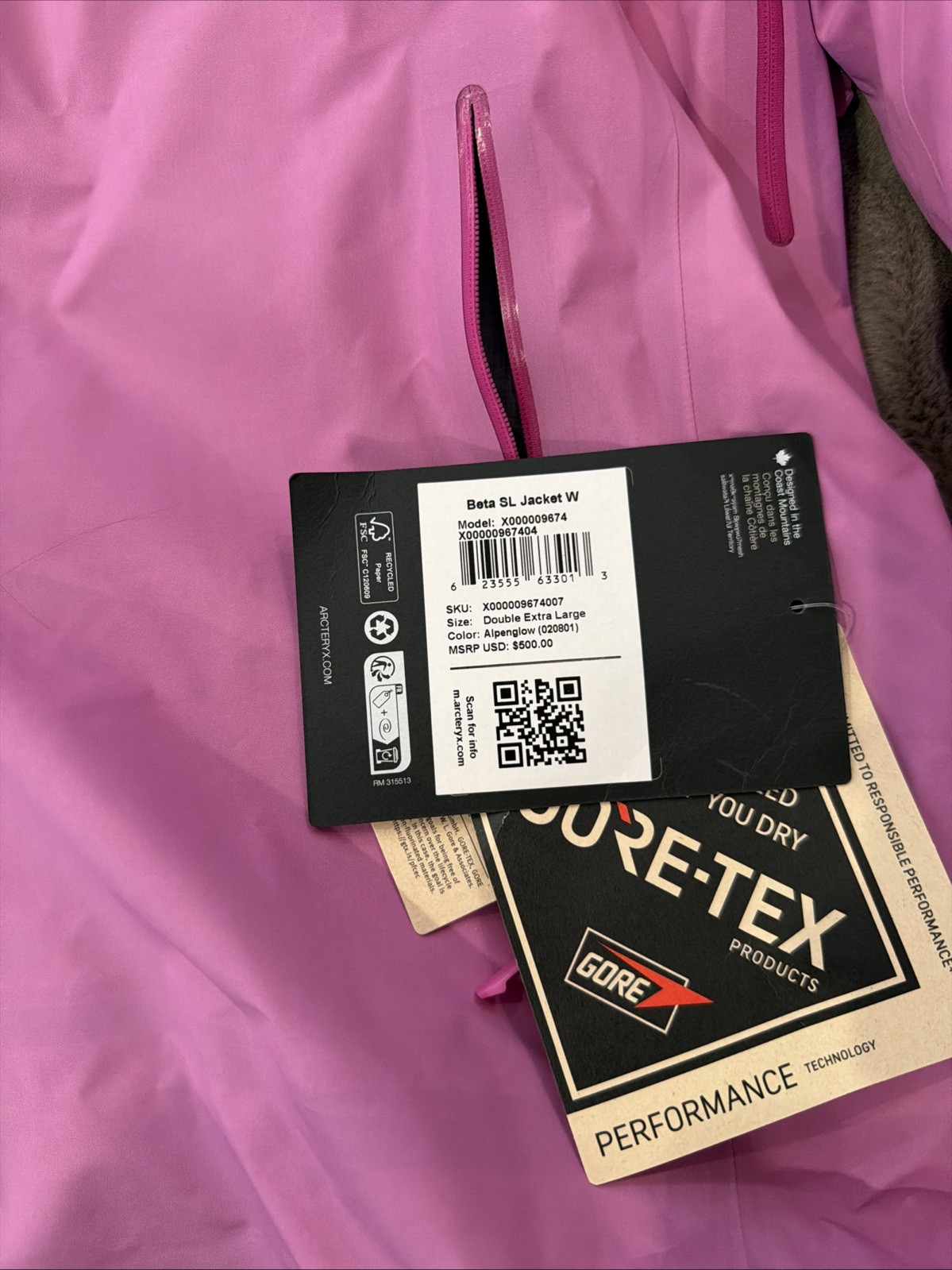 ARC’TERYX BETA SL JACKET WOMENS SIZE XXL APENGLOW X000009674007 Retired Limited thumbnail 9