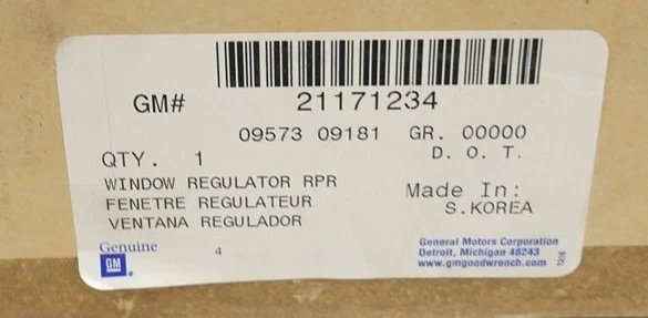 Motor y regulador ventana trasera derecha OEM GM 21171234 Saturn SL1 SL2 1996-2002 NUEVO Foto 3 de 4