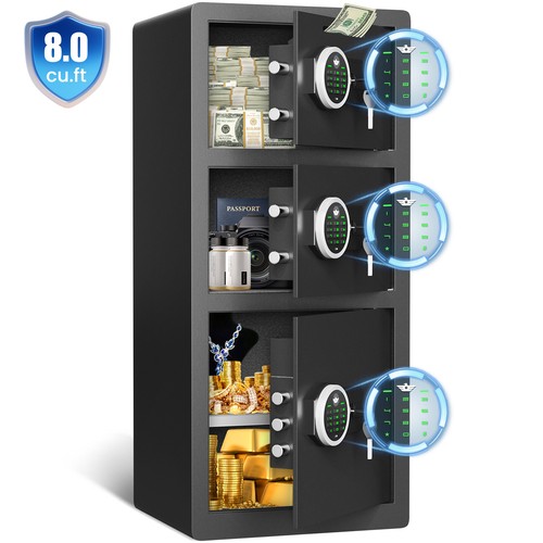 8 Cub Large Digital Safe Box,3 Door Home Safe with Adjustable Shelf ...