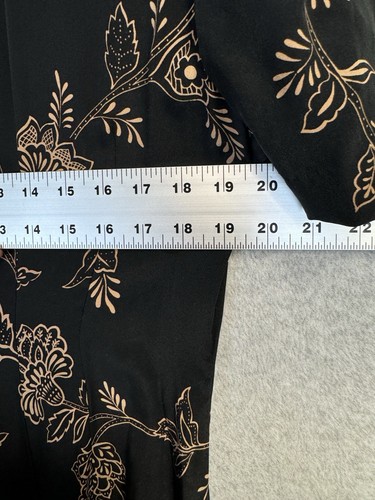 Adrianna Papell Vintage 100 % Seide Wickel Midi Kleid schwarz Blumen Gr. 16 schick Boho - Bild 11 von 17