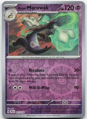Alolan Marowak 057/159 Uncommon Journey Together Pokemon Reverse Holo NM