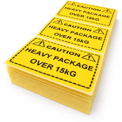 ACHTUNG SCHWERES PAKET ÜBER 15 kg gelbe Etiketten Aufkleber. 3 x 2'' FBA Gewicht Etiketten