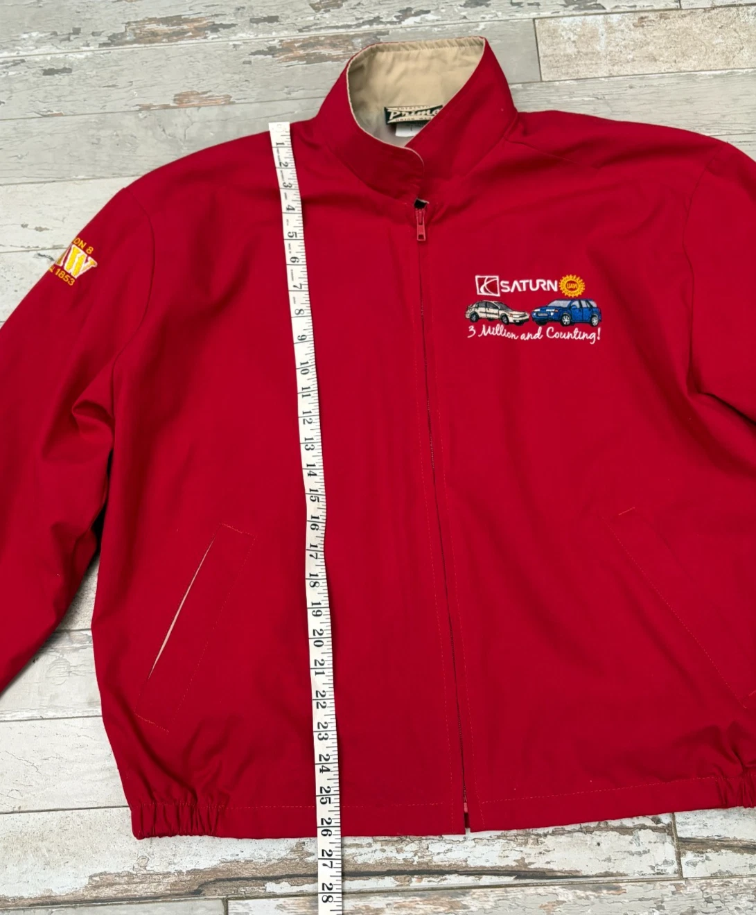 VTG 90s Saturn Auto UAW 3 Million & Counting Prime Union Jacket Red Sz L Bomber - product detail image 7