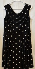 Ralph Lauren Fit & Flare Black and white polka dot dress with flounced hem 14