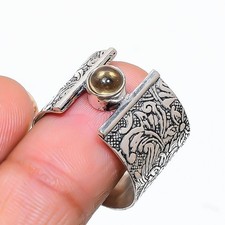 Citrine Gemstone Handmade 925 Sterling Silver Jewelry Ring Size 8.5 K892