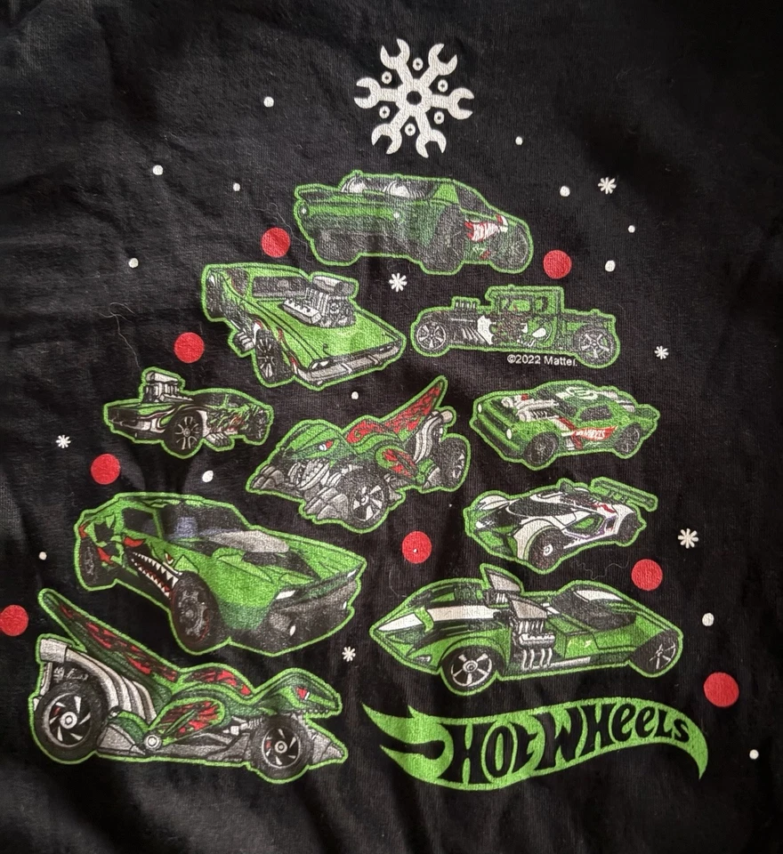 Niños - Hot Wheels - Camiseta Gráfica Árbol de Navidad Manga Larga Juvenil Pequeña Foto 3 de 4