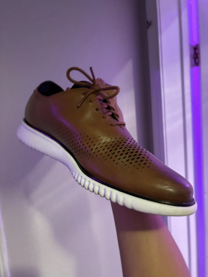 Cole Haan Para Hombre 2.ZeroGrand Forrado Láser Punta de Ala Oxford Bronceado Estilo C25351 Foto 3 de 4